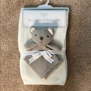 Knit blanket and lovey set